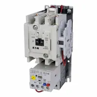 Non-reversing magnetic motor starter for three-phase motors, NEMA Size 1 rated 27 A. Features electronic overload protection (no thermal units required), 110/120V AC coil, pilot light, and one normally open auxiliary contact. Suitable for starting and stopping motors in applications such as pumps, fans, conveyors, and compressors