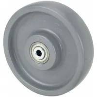 This ergonomic nylon tread wheel has a 7-7/8 in diameter and 2 in width, with a load rating of 2,200 lb. It is designed for heavy-duty material handling equipment such as industrial carts and dollies, providing smooth rolling on hard surfaces