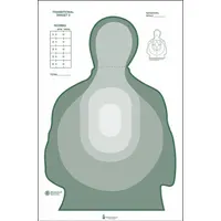 Paper silhouette target, 3 1/3 ft high by 25 in wide, green color. Pack of 100. Suitable for range training and qualification exercises