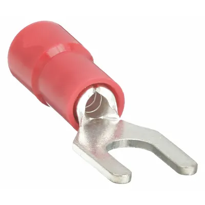 OEM Fork Terminals: Red, Vinyl, #6 Stud Size, 22 AWG – 16 AWG Wire Range, Std Fork - Insulated Fork Terminals