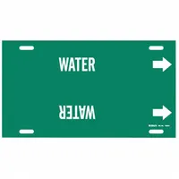 Pipe Marker: Water, Green, White, Fits 10 to 15 in Pipe O.D., 1 Pipe Markers, With Arrows (MPN 4155-H)