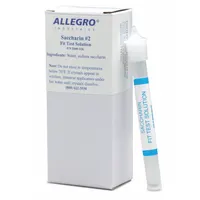 Saccharin-based qualitative fit test solution supplied as a 6-pack of 2.5 cc fluid volume vials. Compatible with Saccharin Qualitative Fit Test Kit (MPN 2041). Used to verify respirator face-seal integrity via the saccharin fit testing protocol