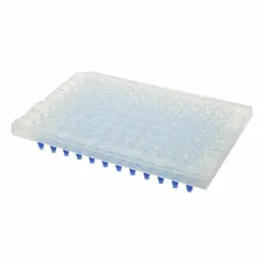 Non-sterile clear plastic sealing film for laboratory use. Measures 4 7/8 in length, 3 1/8 in width, and 0.11 mm thickness. Suitable for sealing microplates, PCR plates, and sample tubes to prevent contamination and evaporation.