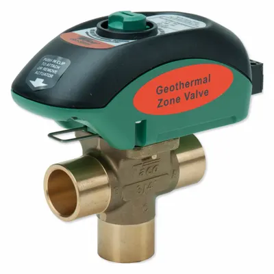 TACO Motorized Zone Valve: 8.9 Cv Flow Rate, 3-Way, 1 in Female Sweat, Non-Spring Return - 3-Way Sweat Connection Zone Valves