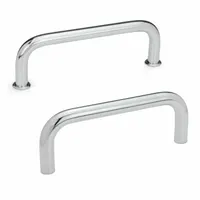 Steel pull handle with silver finish, 3.94 in mounting hole center-to-center, 0.31 in thickness, and M4 screw size. Suitable for opening and closing industrial enclosures, cabinets, and machinery doors