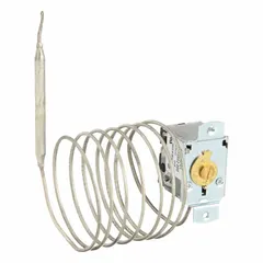 Replacement bin thermostat for commercial ice machines. Monitors ice level and signals machine to stop production when bin is full, preventing overflow. Used in foodservice and hospitality settings.