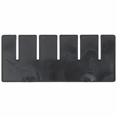 This black plastic divider is designed to subdivide ESD-safe bins into smaller compartments. It measures 7 inches by 2 7/8 inches and is compatible with LEWISBINS model DC1035-XL. Commonly used in electronics assembly and manufacturing to organize small components and prevent static discharge.
