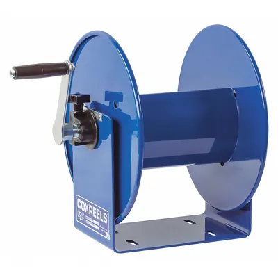 COXREELS 112Y-4 Cord Storage Reel, Blue Steel, Bench Mount, 150 ft of 12/3 Cord - Cord Storage Reels
