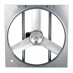 This direct-drive panel exhaust fan features a 24-inch blade, 3/4 hp motor, and delivers 7,654 cfm for general ventilation. It operates on 115/230V AC single-phase power with a totally enclosed air-over motor and Class B insulation. The galvanized steel frame and stamped construction provide durability. Suitable for removing heat, fumes, or stale air in industrial and commercial facilities.