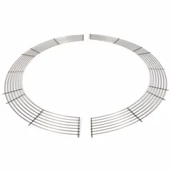 This bird screen kit is constructed from 304 stainless steel with a mill finish. It is designed for use with upblast exhaust fans to prevent birds and debris from entering the ventilation system while allowing airflow. Suitable for commercial or industrial ventilation applications.