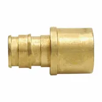Brass/copper expansion fitting with barbed x cup connection. Connects PEX tubing to copper or brass piping in hydronic heating, plumbing, and radiant floor systems. Uses expansion PEX connection method for a secure joint