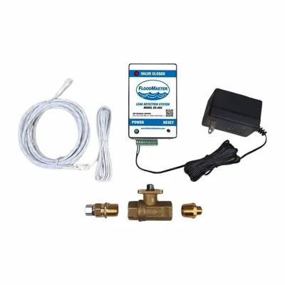 FLOODMASTER Leak Detection Shut-Off Valve: Detection and Alarm Shutoff System, Brass - Hose-Fed Appliance Leak Detection & Water Supply Shutoff Systems