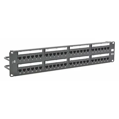 HUBBELL PREMISE WIRING Patch Panel: Flat, 2 Rack Units, 48 Ports, 6, IDC, 4-Pr PoE (4PPOE) - Rack-Mount Punchdown RJ45 Patch Panels