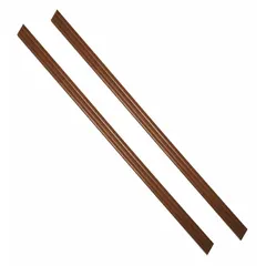 This 2-pack of polymer plastic strips features a Royal Oak wood grain finish with square corners. Each strip measures 59-1/2 inches wide, 1-1/2 inches tall, and 1/4 inch deep. Suitable for framing mirrors or edging shelves in residential or commercial interiors.
