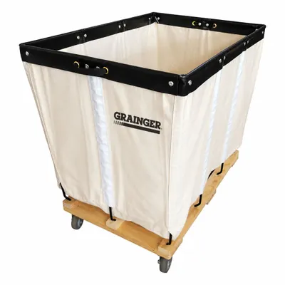 OEM Basket Truck: 15 cu ft, 600 lb, 35 in L x 25 in W x 33 1/2 in H, White - Basket Trucks with Permanent Abrasion-Resistant Canvas Liner