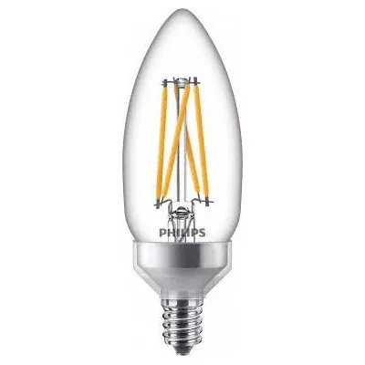 PHILIPS 5.5W LED B11 Bullet Candelabra Screw E12 Clear 2700K - Candelabra Screw Base (E12) Lamps