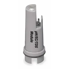 Conductivity/pH electrode with a flat tip shape for surface measurements and semi-solid samples. Range 0 to 19.99 mS, single junction, polycarbonate body, proprietary connection. Suitable for water testing and process solutions in laboratory and field applications.
