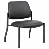 Guest and side chair with black antimicrobial vinyl back and seat. Overall height 32 1/2 in, overall width 26 in. No casters or glides. Suitable for waiting areas, offices, and reception spaces