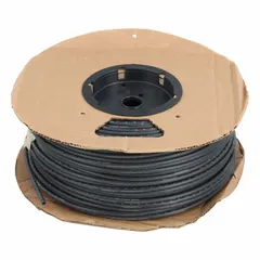 Black polyethylene tubing with Shore D 45 hardness, rated for 140 psi at 150°F. Suitable for pneumatic control lines, instrumentation, and fluid transfer in industrial environments where flame retardance is required. Supplied in 500 ft coils.