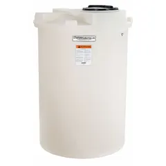 This vertical liquid storage tank is constructed from HDPE with a 3/16 in wall thickness. It has a 250-gallon capacity and a closed top. Suitable for bulk liquid containment in industrial, agricultural, and chemical processing applications where corrosion resistance is required.