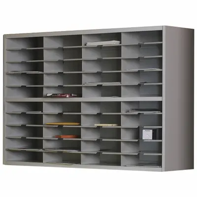 SAFCO Literature and Mail Organizer: Gray, 8 Compartments, 13 1/4 in Overall Dp - Literature Sorters