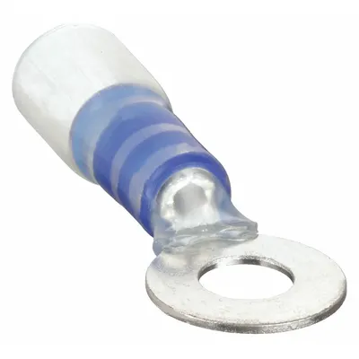 VELVAC Ring Terminal: Blue, Nylon Insulation, #6 Stud Size, 16 AWG to 14 AWG Wire Sizes - Insulated Ring Terminals