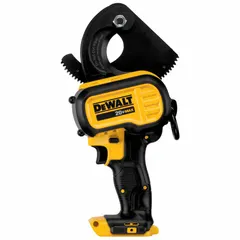 The DEWALT DCE150B is a 20V MAX* cordless cable cutter with a pistol-grip, ratcheting design. It is rated for cutting 1,000 MCM aluminum and 750 MCM copper cable. Suitable for cutting heavy-gauge wiring in construction, utility, and facility applications.