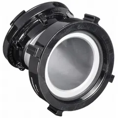 This aluminum swivel adapter connects fire hoses to hydrants or standpipes in industrial water-supply systems. It features a 30° elbow shape with NPT x Storz connections, allowing secure angled couplings for firefighting or process water applications.