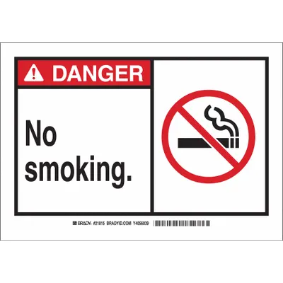 BRADY Danger: No Smoking - Danger: No Smoking. Signs