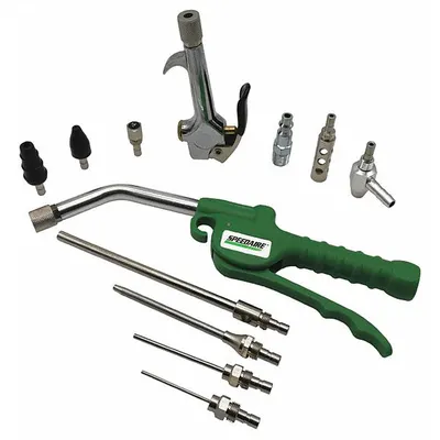 SPEEDAIRE Air Gun Kit, Aluminum/Plastic, Straight, 1/4 in Female NPT, 10 Nozzles - Air Gun Kits