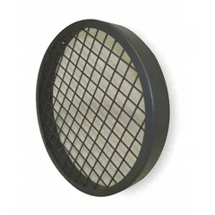 This steel inlet guard features a baked enamel finish and 1/2-inch wire spacing. With a 4-inch outside diameter, it is designed for use with compatible equipment to prevent debris ingress and accidental contact. Includes mounting hardware. OSHA compliant.