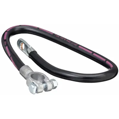 GROTE Battery Cable: Top Post Cable, 1 ga Wire Size, 23 in Overall Lg, Black - Top Start Cables