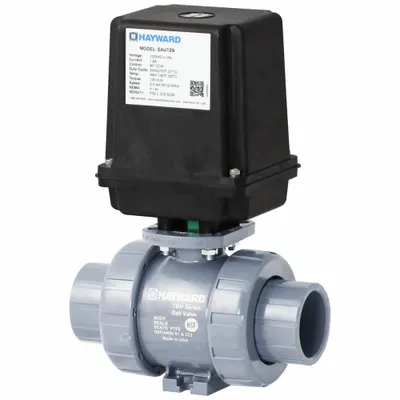 HAYWARD FLOW CONTROL Electrically Actuated Two-Way Ball Valve: 1/2 in, PVC, 120V AC - PVC Electrically-Actuated Ball Valves