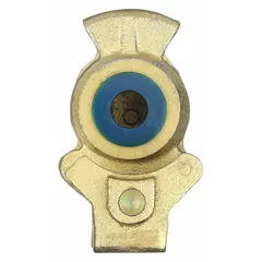 Cast-iron straight service gladhand with 1/2"-14 thread size. Blue color indicates service (emergency) line in air brake systems. Used to connect pneumatic lines between tractor and trailer in heavy-duty trucking.