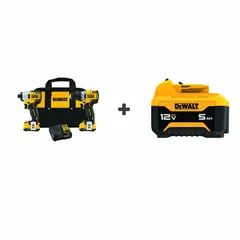 This 12V MAX* cordless combo kit includes a drill and an impact driver, both powered by a 12V DC battery. The compact tools are suited for drilling and fastening in confined spaces, commonly used in electrical, HVAC, and general maintenance applications.