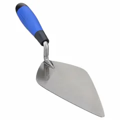 This London brick trowel has a carbon steel blade with a London shape and a 4-3/4 in blade width. The ergonomic handle with rubberized grip provides comfort during use. It is suited for spreading and smoothing mortar or concrete in masonry and brickwork applications.