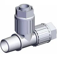 PFA compression tube fitting from the LQ3 series, configured with 1/2 in OD x 1/2 in OD x 4 in pipe size. Suitable for high-purity fluid handling systems where leak-free connections and contamination control are required. Complies with RoHS6 and RoHS10 standards