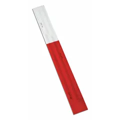 Red and white reflective tape strips for marking rail vehicles and other fleet equipment. Each strip measures 2 inches wide by 18 inches long, with white reflective segments and acrylic adhesive backing. Sold in a pack of 10.