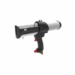 This pneumatic applicator is designed for dispensing two-part materials from 200 mL cartridges. It features an open-frame construction, a 2.2 thrust ratio, and a 1/4 in NPT male air inlet. Suitable for industrial bonding, assembly, and repair applications requiring consistent mix ratios.