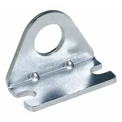 Aluminum foot mounting bracket for pneumatic cylinders. Fits 3/4 in bore diameter. Overall length 1 5/8 in, overall width 1/16 in. Used to secure actuators to flat surfaces in automation and material handling systems.