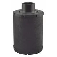 Round engine air filter with 4 1/2 in outside diameter at bottom, constructed from cellulose/paper media. Designed for use in farm equipment engines to trap airborne contaminants