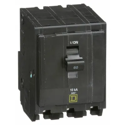 SQUARE D Miniature Circuit Breaker: 60 A, 120/240V AC, Three Phase, 10kA at 120/240V AC - QO Series, Plug-In Square D Miniature Circuit Breakers