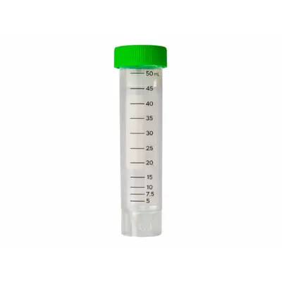 OEM Centrifuge Tube, PPCO, 50 mL, Natural, Green Closure, Graduated, with Cap - Plastic Centrifuge Tubes