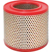Round/oval engine air filter with axial seal. Overall height 4 27/32 in. Used in heavy-duty diesel engines to filter intake air, protecting engine components from airborne contaminants. Compatible with Benford buses