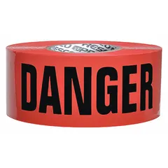 APPROVED VENDOR General Danger Messaging Barrier Tape, 3 in x 1000 ft, Red Polyethylene with Black Danger Legend, B3104R21-200