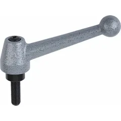 Ball-style adjustable handle with threaded stud, steel construction, M10 thread size, 83 mm length. Used for manual clamping, positioning, and adjustment on machinery, jigs, and fixtures in industrial manufacturing and assembly operations.