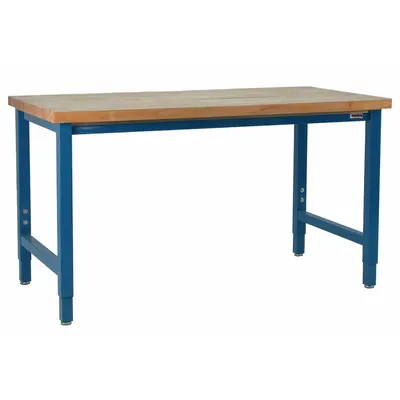 BENCHPRO Workbench: Adj Ht, Butcher Block, 120 in x 36 in, 6,600 lb Overall Load Capacity - Heavy-Duty Open-Base Workstations