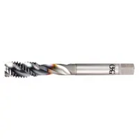 M8x1 metric spiral-flute tap with bottoming chamfer, 3 flutes, and V-coated powdered metal construction. Tolerance class D5 / 4H-6H. Designed for threading blind holes in steel and stainless steel; spiral flute lifts chips upward to prevent clogging