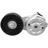 This DAYCO self-adjusting belt tensioner is designed for vehicle accessory drive systems. It features a single pulley with an outside diameter of 3 1/2 inches. The tensioner automatically maintains proper belt tension to reduce slippage and wear on belt-driven components such as alternators and water pumps