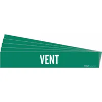 Pipe Marker: Vent, Green, White, Fits 2 1/2 to 7 7/8 in Pipe O.D., 1 Pipe Markers, 5 PK (MPN 7296-1-PK)